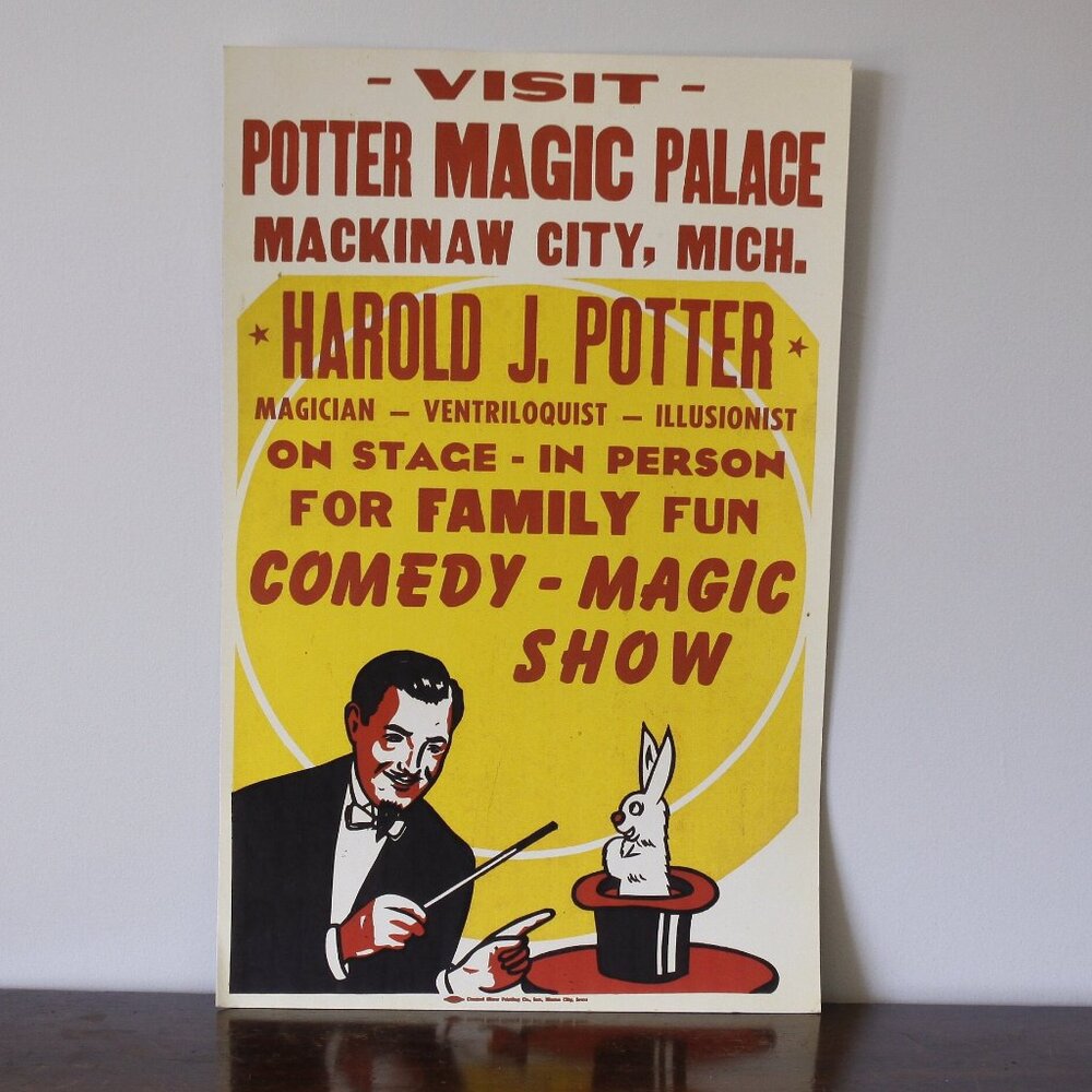 Vintage playbill Potter Magic Palace Machinaw City, Mich., Harold Potter printed
